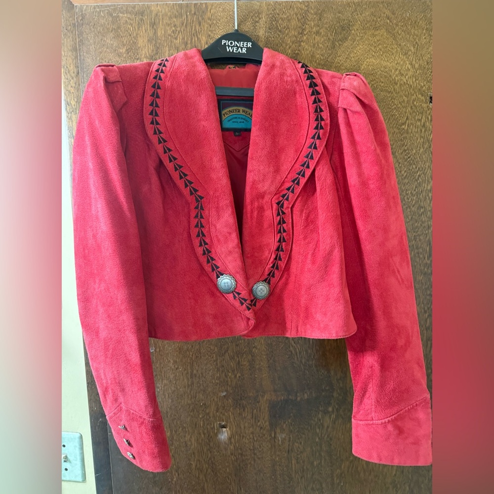 Pioneer Wear Red Suede Women's Cropped  Jacket
